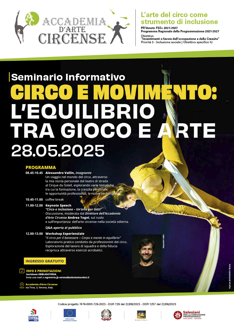 locandina seminario informativo Accademia Circense by SanZeno circo e movimento