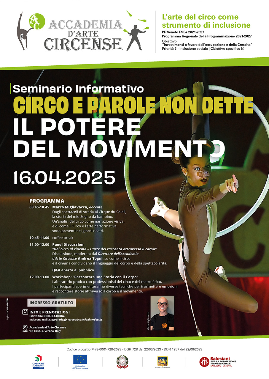 locandina seminario informativo Accademia Circense by SanZeno circo parole non dette